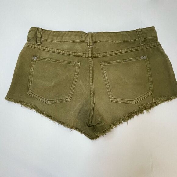 Free People High Rise Irreplaceable Shorts Women's Size 27 Army Green Denim - Picture 4 of 10